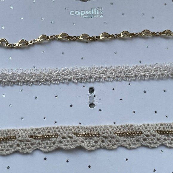 Capelli Kids Choker Necklace White Lace Gold Tone Chain Necklace Fashion Jewelry - Picture 9 of 11